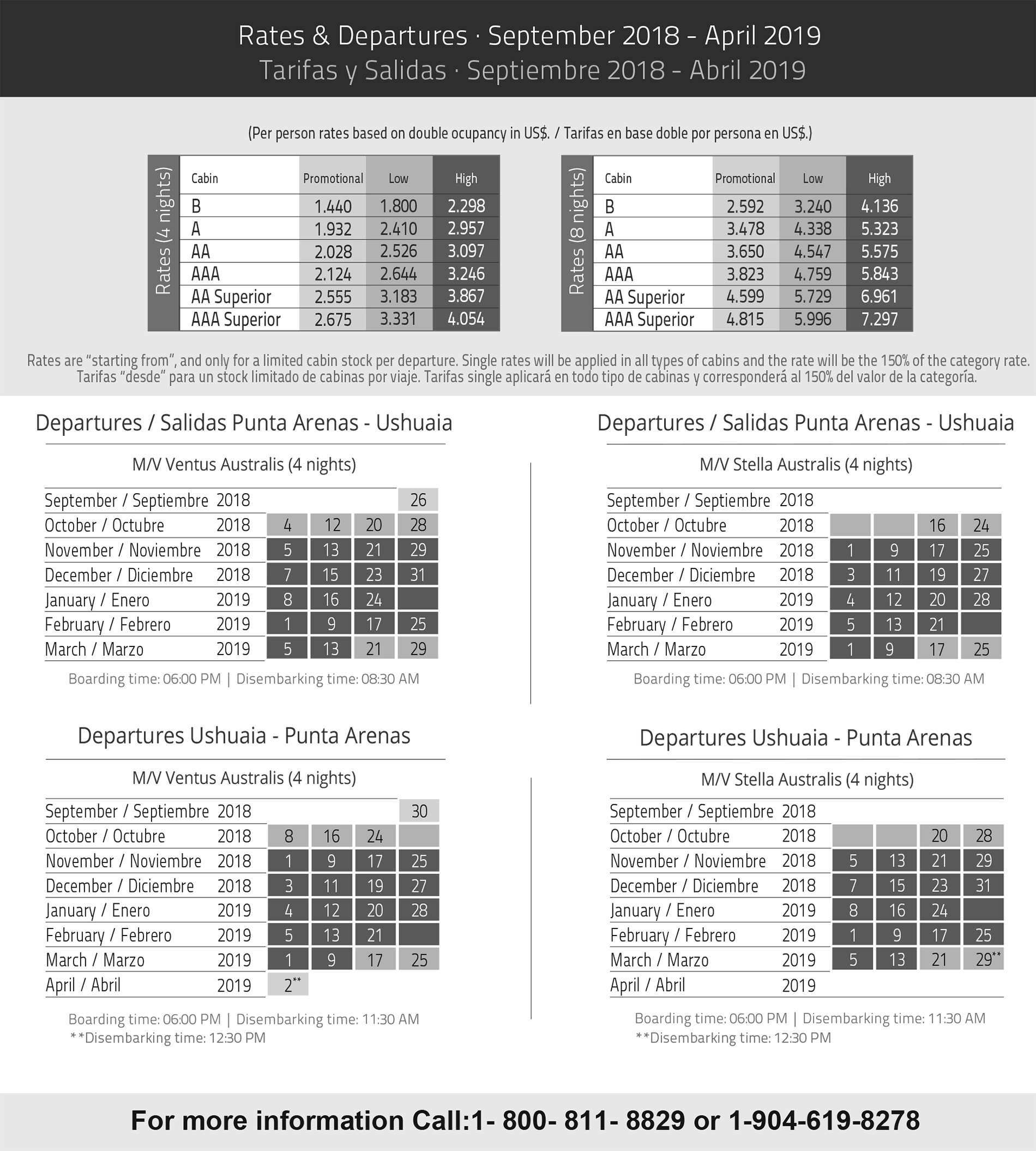 Australis cruise rates